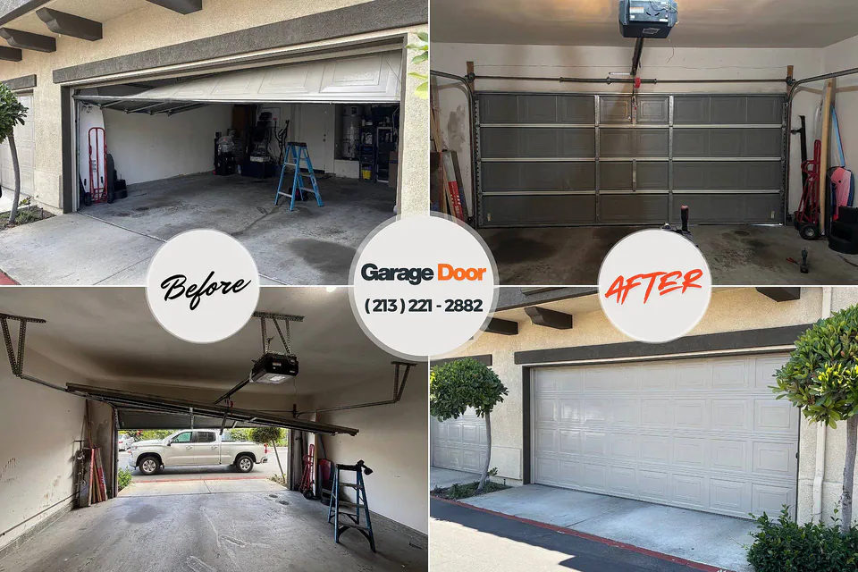 Before and after: garage door repair Laguna Woods, CA